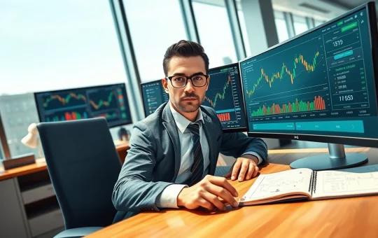 Financial analyst monitoring Bitcoin price charts and cryptocurrency market data during volatile trading period