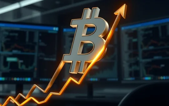 Bitcoin symbol over a chart showing the critical IFP Golden Cross technical indicator signaling a potential price rally.