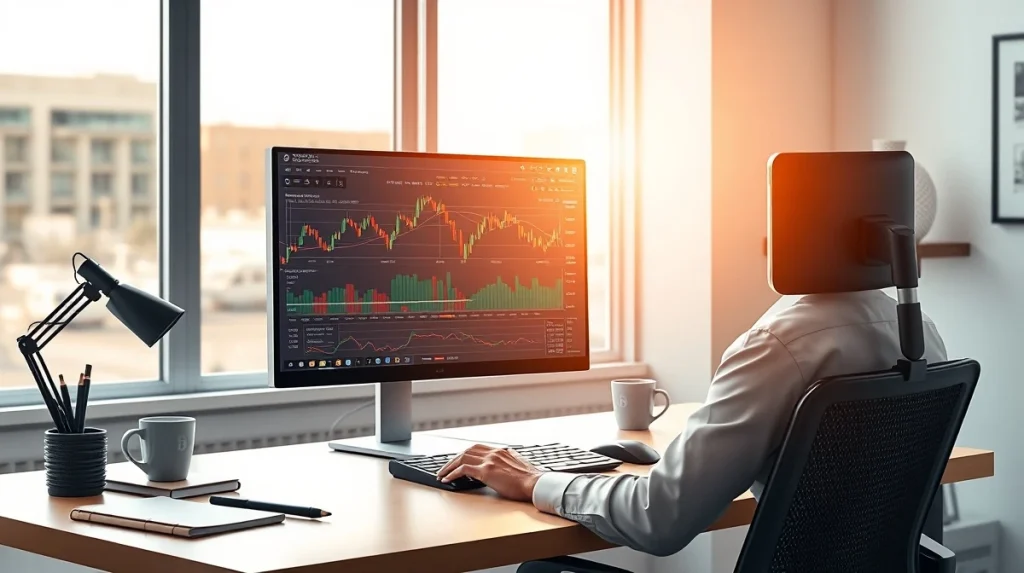 Professional cryptocurrency trading interface showing Bitcoin price charts and exchange data analysis