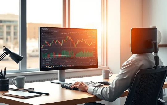 Professional cryptocurrency trading interface showing Bitcoin price charts and exchange data analysis