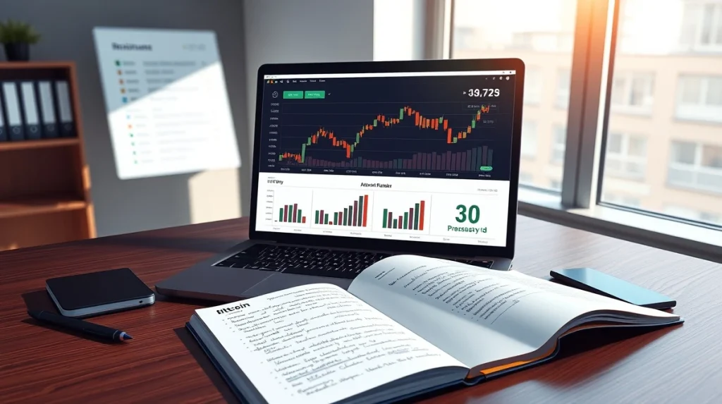 Financial analyst monitoring Bitcoin and cryptocurrency market data on professional trading desk