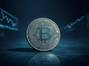 Bitcoin price warning analysis showing digital coin with cracked surface symbolizing market uncertainty