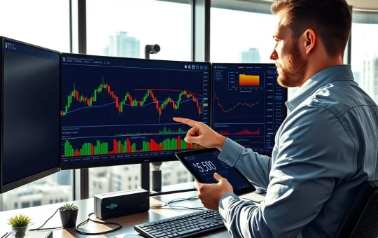 Bitcoin price analysis showing critical resistance and support levels on professional trading monitors