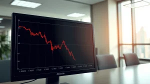 Bitcoin spot ETF outflow shown on a financial chart with a declining red line.