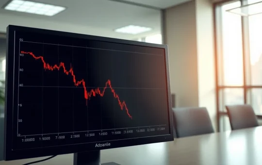 Bitcoin spot ETF outflow shown on a financial chart with a declining red line.