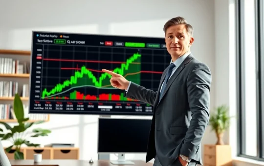 Financial analyst points to Bitcoin price chart showing key entry levels for potential 250% upside strategy.