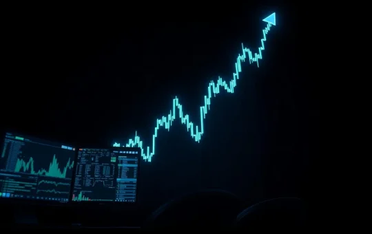 Analysis of the Bitcoin and XRP price surge showing a dramatic upward trend on a digital financial chart.