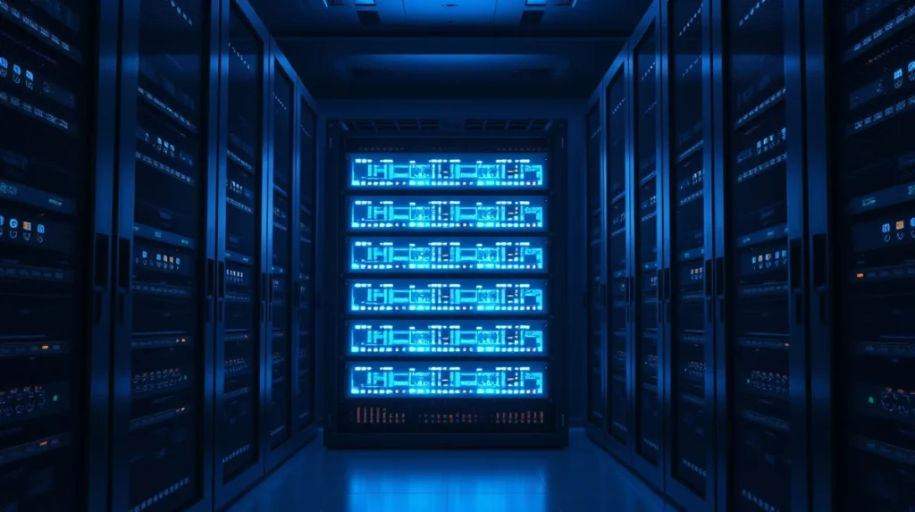 Secure data center infrastructure representing Bitmine's $10.7 billion crypto and cash holdings.