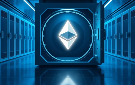 BitMine's secure digital vault holding a strategic reserve of Ethereum assets, representing institutional crypto accumulation.