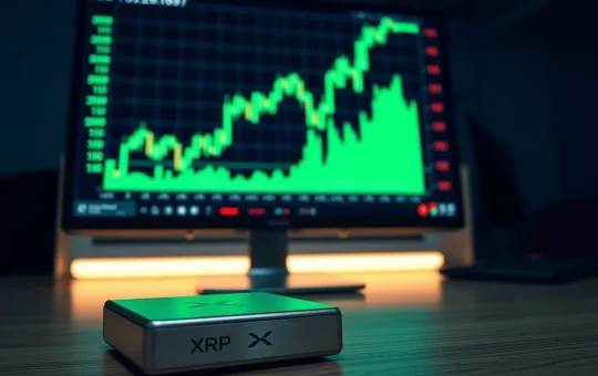 Trading terminal screen showing a sharp upward trend in XRP price and volume charts on Bitrue exchange.