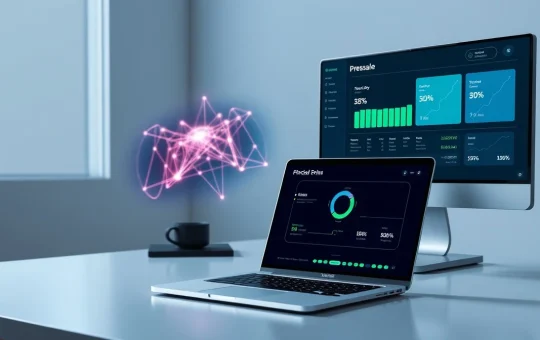 Bland AI token presale dashboard showing blockchain metrics on a digital screen.