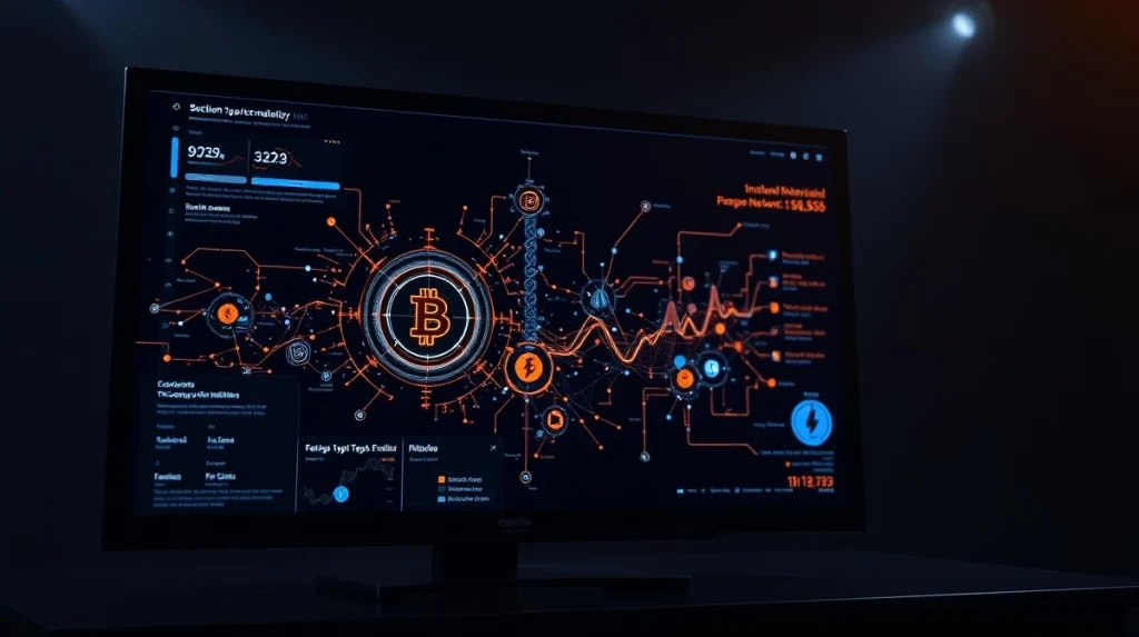 Digital interface displaying Blazpay presale data and blockchain network visualization.