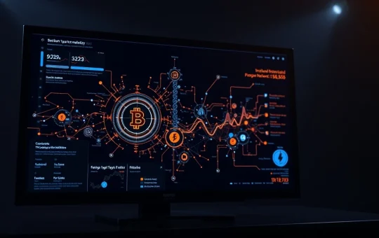 Digital interface displaying Blazpay presale data and blockchain network visualization.