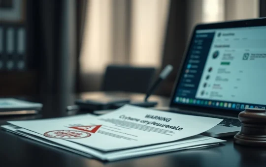 Regulatory warning document for BlockDAG crypto presale on official desk