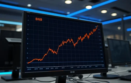 BNB price chart analysis showing rising futures volume and the $1000 target.