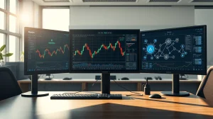 Professional cryptocurrency trading desk analyzing BNB price charts and blockchain market data in March 2026
