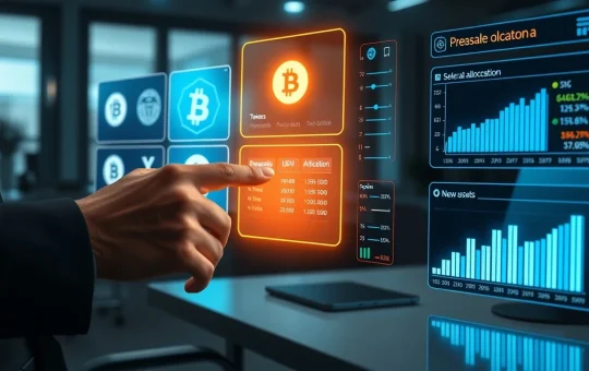 Professional investor analyzing crypto presale token data on a digital interface.