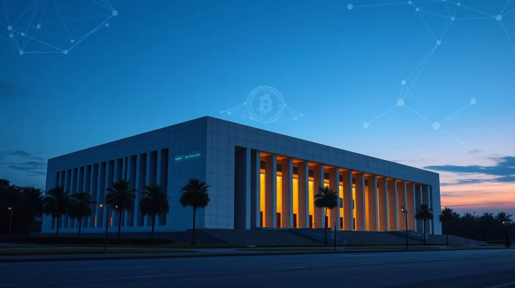Brazilian Congress building with cryptocurrency symbols representing new Bitcoin seizure legislation