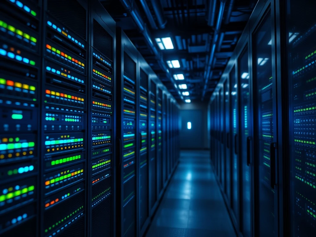 Server racks in a data center representing CryptoNewsInsights data availability infrastructure.