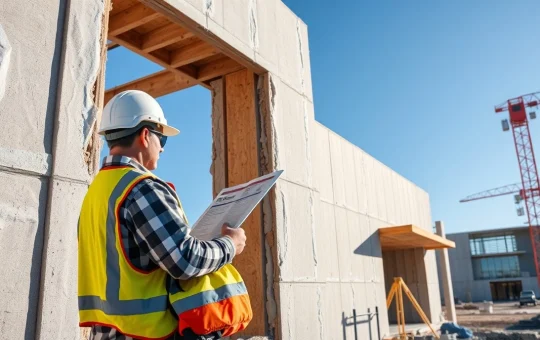 Construction worker examining exterior wall insulation for California Title 24 6th Edition compliance