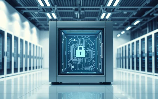 Secure digital data vault representing Cardano's Midnight privacy-focused blockchain technology