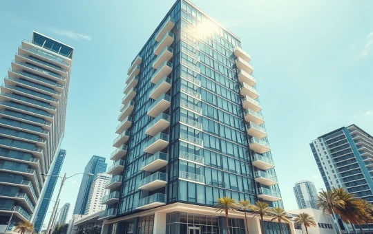 Modern building with blockchain overlay representing Grant Cardone's real estate tokenization.