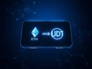 Digital wallet interface showing Ethereum and stablecoin transaction flows related to Chun Wang's $307M crypto movements.