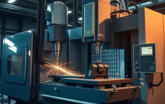 A double column CNC milling machining center operating in an industrial setting.