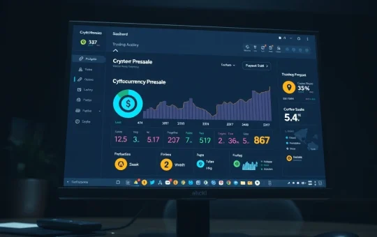 A generic cryptocurrency presale dashboard on a computer screen for illustrative purposes.
