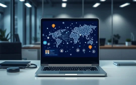 Editorial image of blockchain and cryptocurrency data visualization on a computer screen.