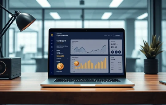 Editorial image of a laptop displaying a crypto presale dashboard interface.