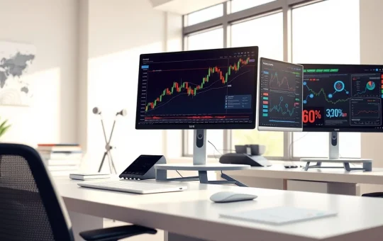 Professional cryptocurrency trading desk analyzing APEMARS and memecoin market data on multiple monitors