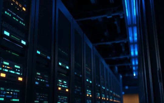 Secure data center infrastructure supporting cryptocurrency exchange staking operations.