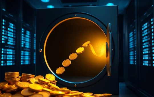 Visual metaphor for $1 billion flowing into cryptocurrency investment funds and Bitcoin.