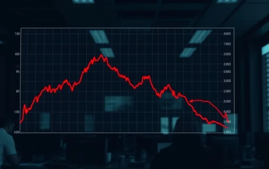 Chart showing steep Bitcoin price decline during $450 million crypto liquidation event.