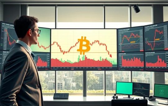 Financial analyst examines cryptocurrency market crash data with Bitcoin and XRP price charts