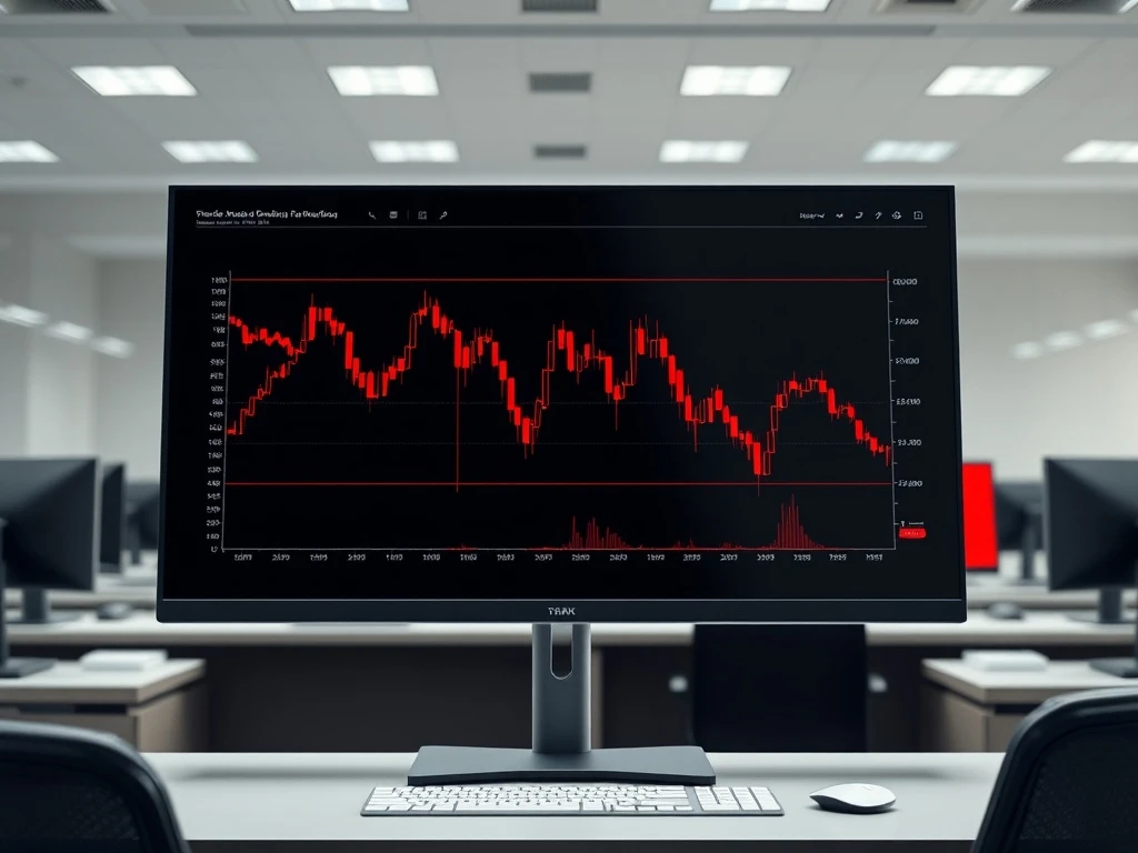 Breaking news chart showing Bitcoin price falling to $68K and crypto market liquidations.
