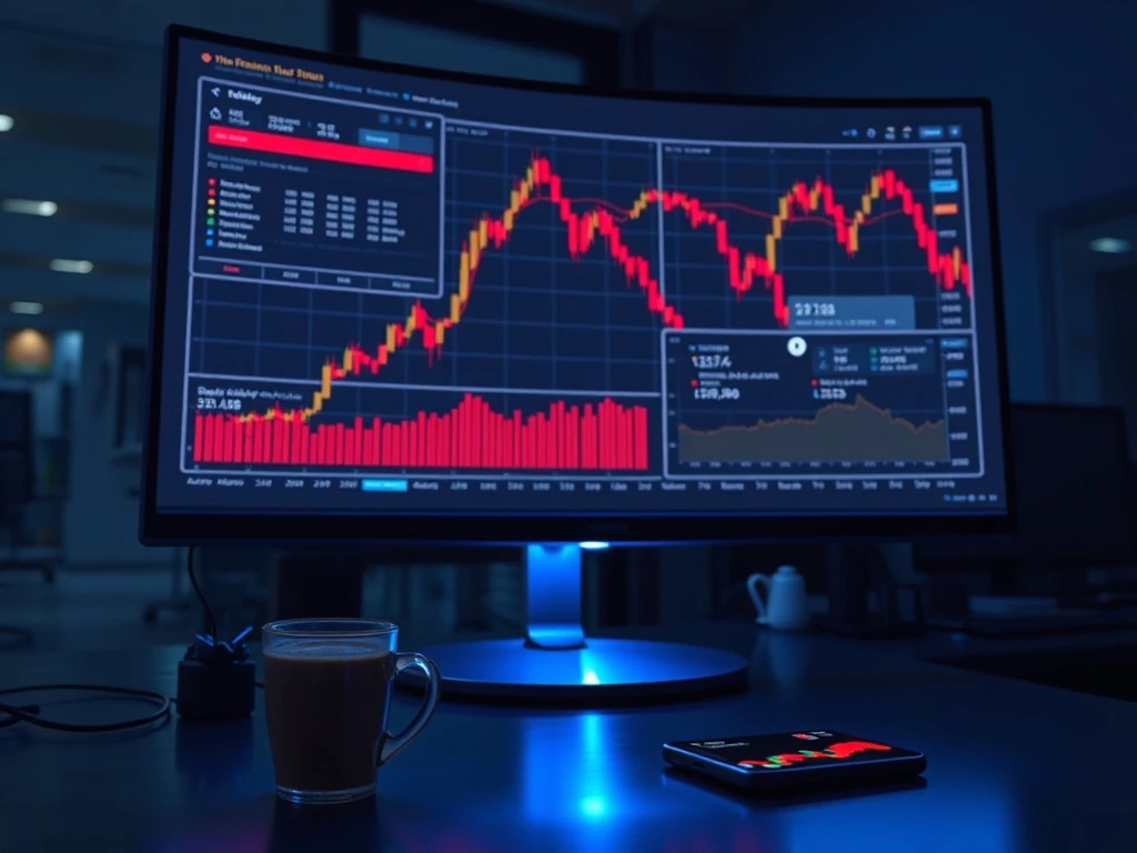 Analysis of today's cryptocurrency market decline showing trading desk with falling price charts
