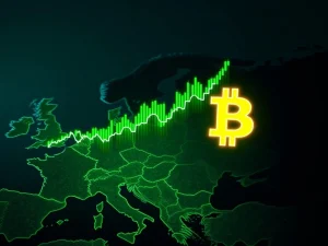 Crypto market recovery analysis with Bitcoin and global tensions visualized.