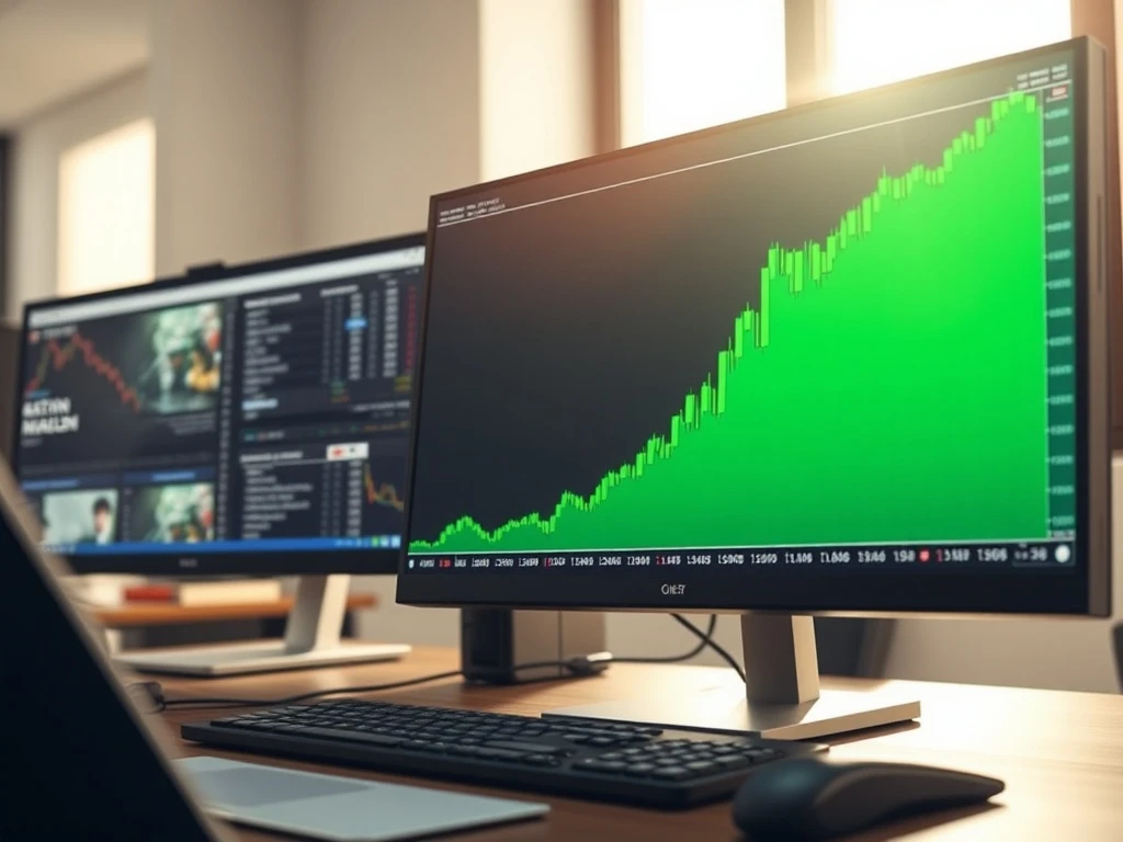 Analysis of today's cryptocurrency market surge showing an upward-trending price chart on a financial monitor.
