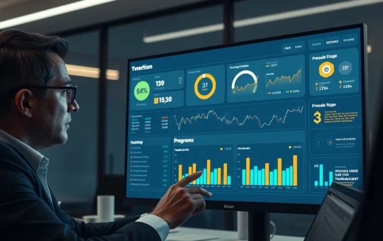 Analyst reviews crypto presale tokenomics and fundraising data on a digital dashboard in 2026.