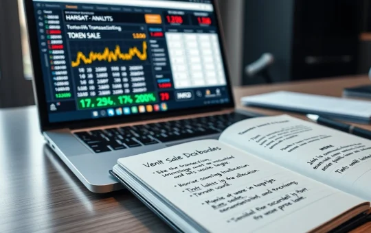 Analyst reviewing crypto presale data and tokenomics on a digital screen.