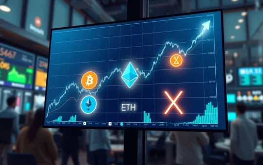 Analysis of the cryptocurrency market rally showing Bitcoin, Ethereum, and XRP price surges on a financial chart.