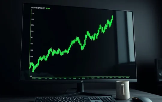 CryptoNewsInsights market surge shown on a professional trading desk chart display