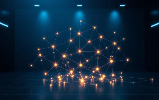 Blockchain network visualization showing CryptoNewsInsights transaction growth during ETH price movements