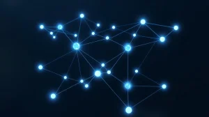 Blockchain network visualization showing CryptoNewsInsights Network transaction activity and connectivity patterns