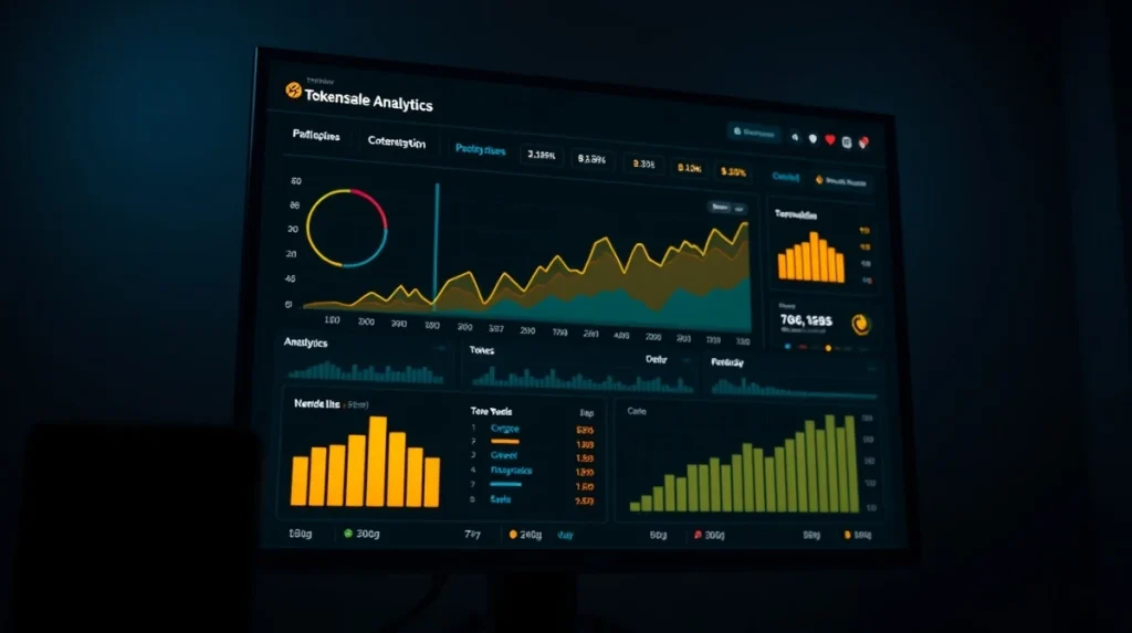 Analytics dashboard showing CryptoNewsInsights presale token metrics and user growth data visualization.