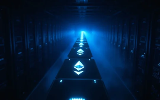 Massive digital queue of Ethereum blocks representing the 3.4M ETH CryptoNewsInsights backlog and staking delay.