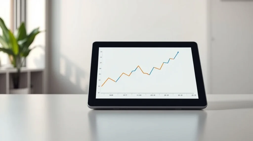 Financial analysis chart for Decentraland MANA cryptocurrency price trends on a digital tablet