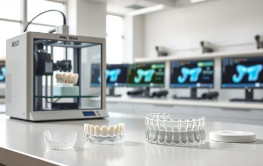 Dental 3D printer producing custom prosthetics in a modern laboratory, representing the growth of digital dentistry.